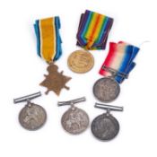 A FIRST WORLD WAR MEDAL TRIO AND THREE WAR MEDALS
