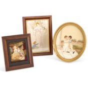 THREE SILKWORK PICTURES CIRCA 1900