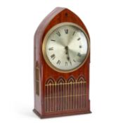 A 19TH CENTURY 'GOTHIC' MAHOGANY SINGLE-FUSEE LANCET CLOCK