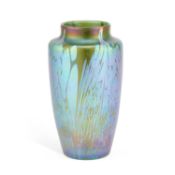 A LOETZ IRIDESCENT RUSSIAN GREEN 'MEDICI' GLASS VASE CIRCA 1900