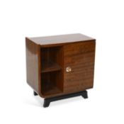 AN ART DECO WALNUT VENEERED SIDE CABINET