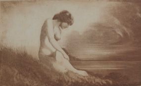 CONSTANT DRATZ (BELGIAN 1875-1946) NUDE BY THE SHORELINE