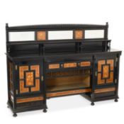 A VICTORIAN AESTHETIC EBONISED AND INLAID SIDEBOARD, CIRCA 1870 STAMPED GILLOWS LANCASTER, DESIGNED