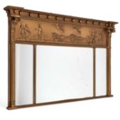 A REGENCY STYLE GILTWOOD AND COMPOSITION OVERMANTEL MIRROR