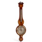 A GEORGE III MAHOGANY BANJO BAROMETER