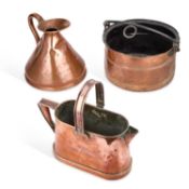 A GROUP OF THREE COPPER VESSELS