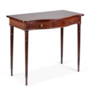 A GEORGE III STYLE MAHOGANY SERPENTINE SIDE TABLE STAMPED EDWARDS & ROBERTS, CIRCA 1900
