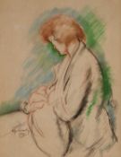 PHILIP NAVIASKY (1894-1983) MOTHER AND CHILD, POSSIBLY MILLIE NAVIASKY HOLDING THE COUPLE'S DAUGHTER