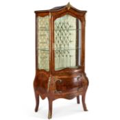 A FRENCH GILT-METAL MOUNTED WALNUT VITRINE