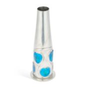 ARCHIBALD KNOX (1864–1933) FOR LIBERTY & CO A TUDRIC PEWTER AND ENAMEL VASE