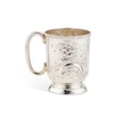 A LATE VICTORIAN SILVER MUG