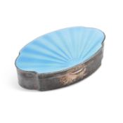 AN ART DECO SILVER AND BLUE ENAMEL JEWELLERY BOX