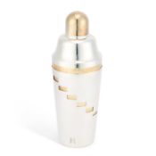 A SILVER-PLATED 'RECIPE' COCKTAIL SHAKER