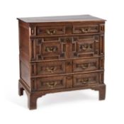 A LATE 17TH CENTURY OAK MOULDED-FRONT CHEST OF DRAWERS