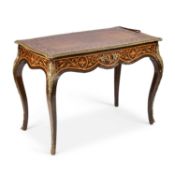 A FINE 19TH CENTURY ORMOLU-MOUNTED AND MARQUETRY WRITING TABLE IN THE MANNER OF GILLOWS