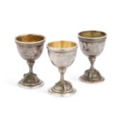 BERNDORF A SET OF THREE SILVER-PLATED EGG CUPS