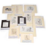 H. FLEURY (20TH CENTURY SCHOOL) TEN SKETCHES OF MONKEYS