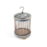 A CHINESE SILVER AND ENAMEL CRICKET CAGE CIRCA 1900