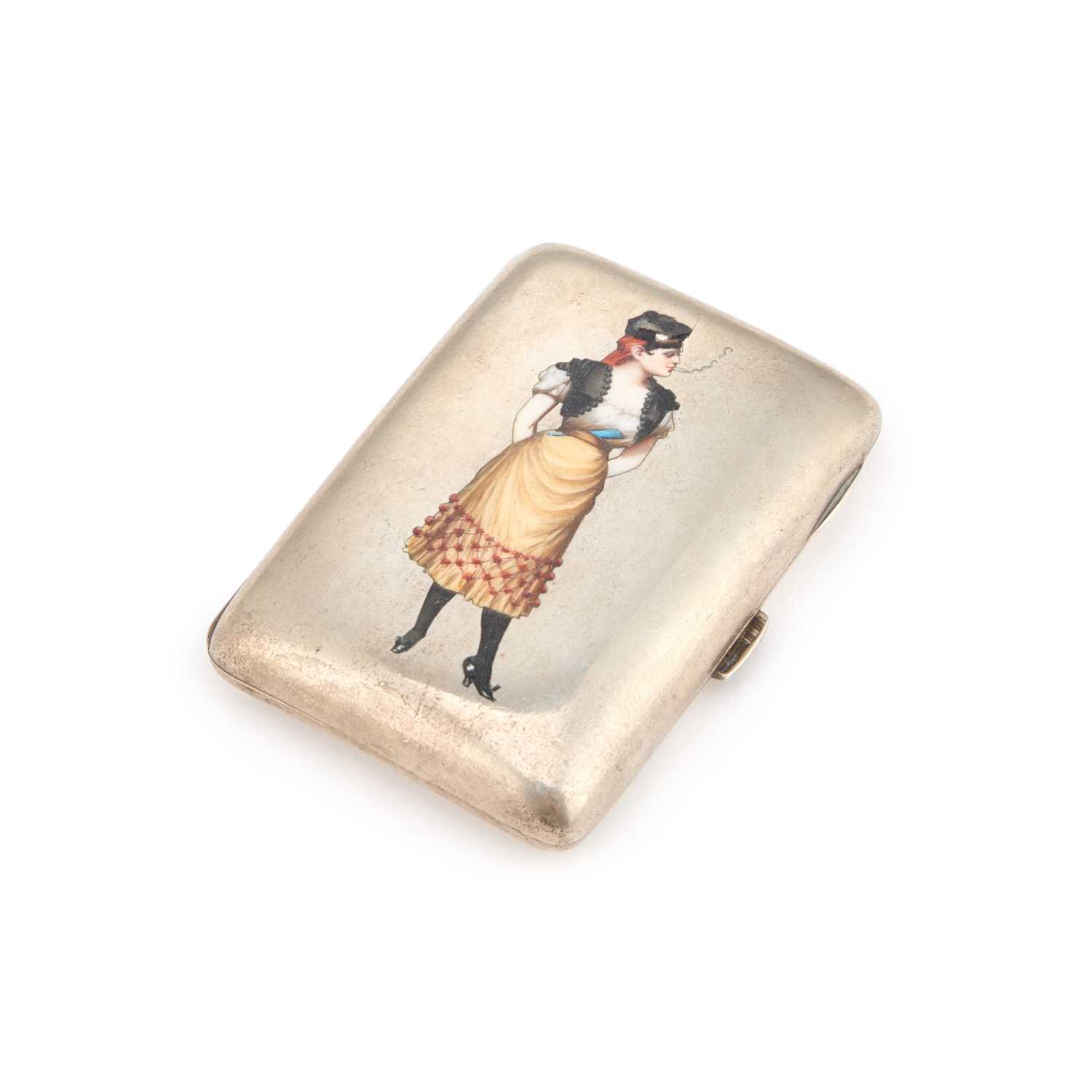 AN EARLY 20TH CENTURY AUSTRIAN SILVER AND ENAMEL CIGARETTE CASE
