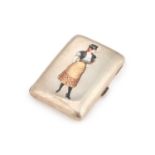 AN EARLY 20TH CENTURY AUSTRIAN SILVER AND ENAMEL CIGARETTE CASE