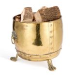 A BRASS LOG BIN LATE 19TH/ EARLY 20TH CENTURY