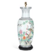 A CHINESE FAMILLE ROSE PORCELAIN VASE LAMP 20TH CENTURY