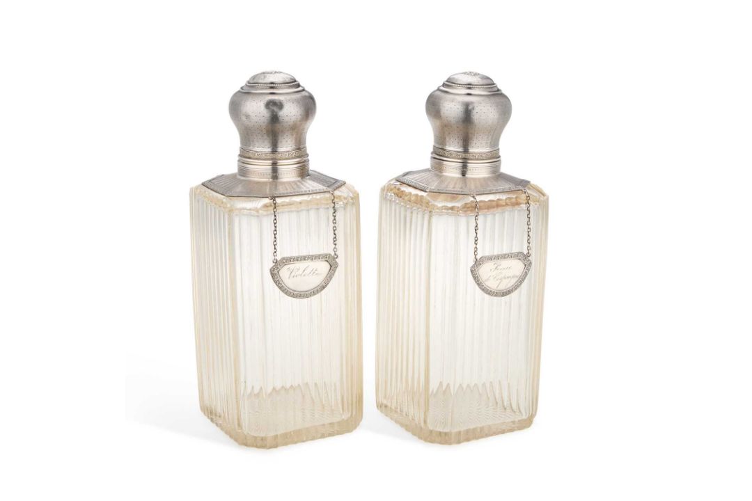 A LARGE PAIR OF 19TH CENTURY FRENCH PERFUME BOTTLES