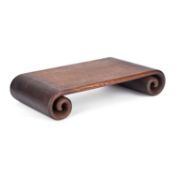 A CHINESE HARDWOOD SCROLL-END STAND