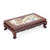 A CHINESE MARBLE-INSET HARDWOOD STAND