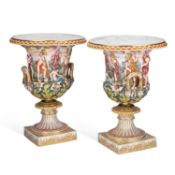 A PAIR OF CONTINENTAL PORCELAIN CAMPANA VASES