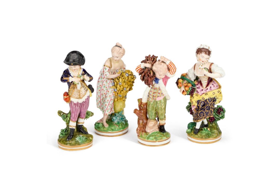 A SET OF FOUR DERBY FIGURES EMBLEMATIC OF THE FRENCH SEASONS CIRCA 1820