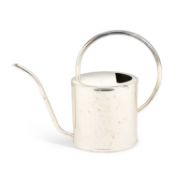 A LARGE SILVER-PLATED WATERING CAN