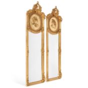 A PAIR OF PERIOD STYLE GILT-COMPOSITION PIER MIRRORS