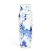 A CHINESE BLUE AND WHITE PORCELAIN SLEEVE VASE