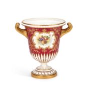 A ROYAL WORCESTER TWO-HANDLED VASE