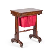 AN EARLY 19TH CENTURY ROSEWOOD PILLAR-END WORK TABLE