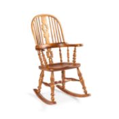 AN ELM CHILD'S WINDSOR ROCKING CHAIR