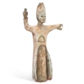 A PLASTER FIGURE OF A BISHOP