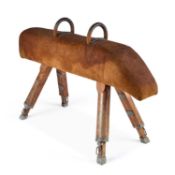 A VINTAGE GYMNASTIC POMMEL HORSE CIRCA 1960