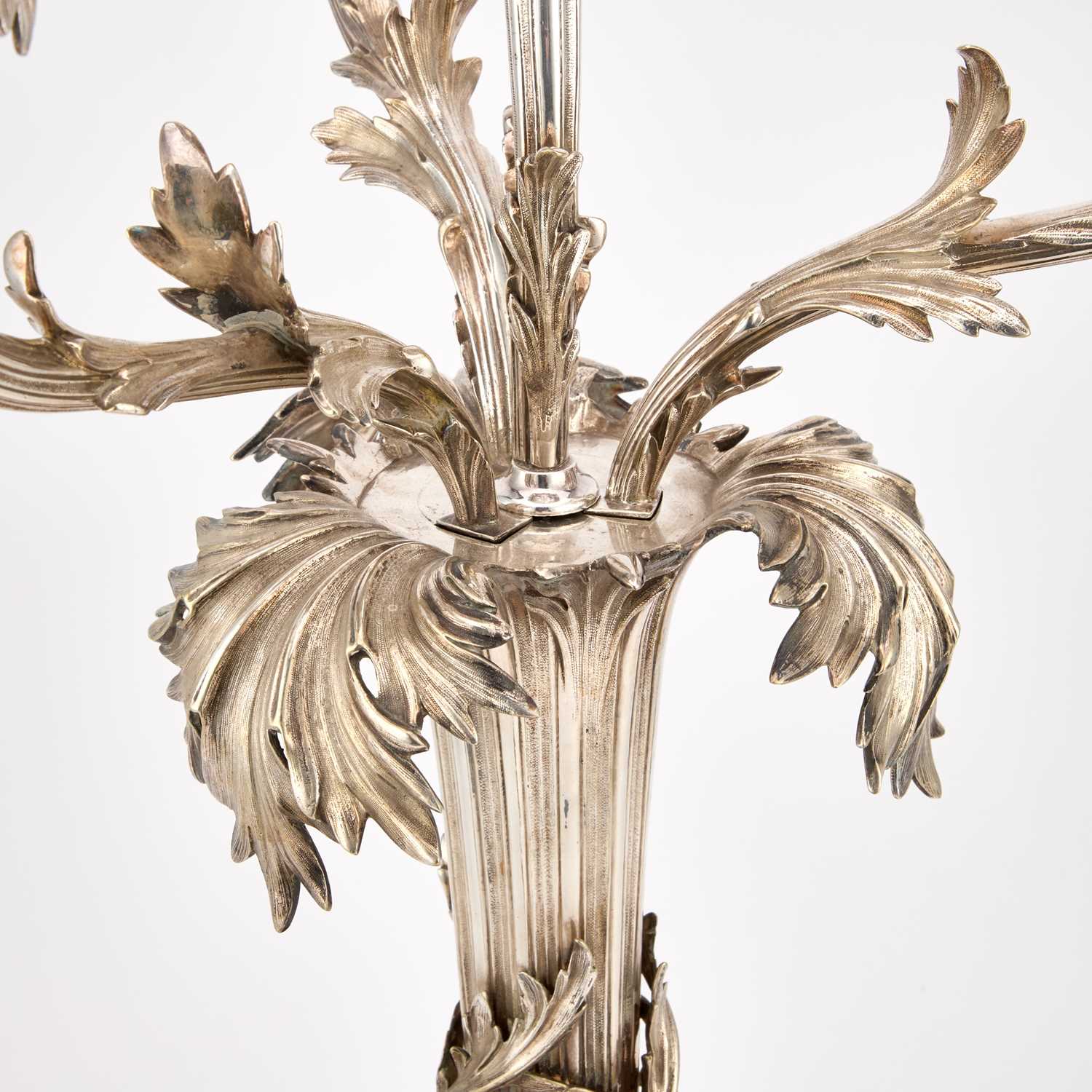 AN IMPOSING VICTORIAN SILVER-PLATED FOLIATE CENTREPIECE MID-19TH CENTURY - Image 3 of 6