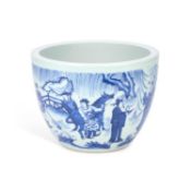 A CHINESE BLUE AND WHITE PORCELAIN 'FIGURAL' BASIN
