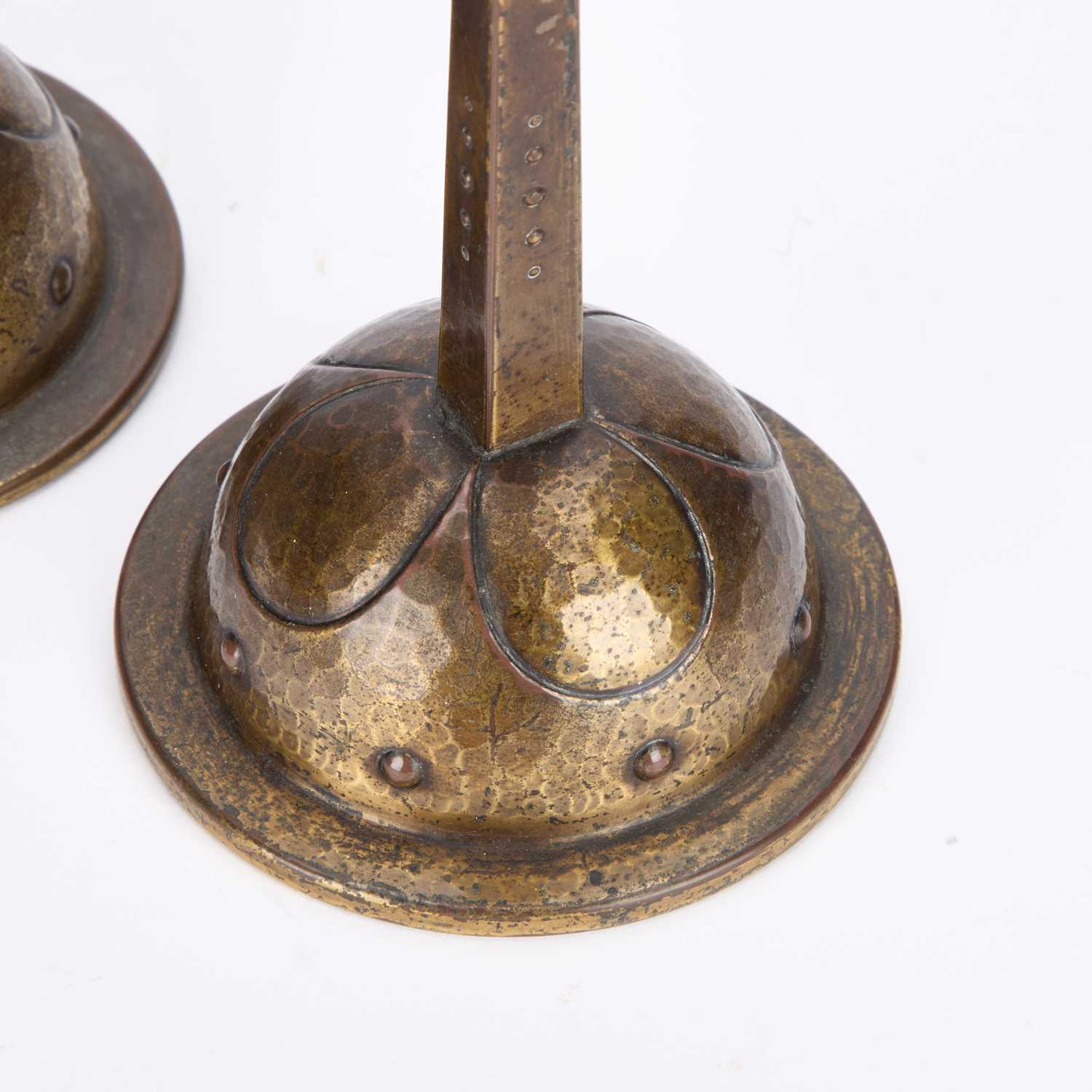 A PAIR OF ART NOUVEAU LACQUERED SILVER-PLATED CANDLESTICKS WMF (WÜRTTEMBERGISCHE METALLWARENFABRIK), - Image 2 of 3