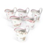 A COLLECTION OF SIX NEW HALL CREAM JUGS