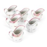 A COLLECTION OF SEVEN NEW HALL CREAM JUGS
