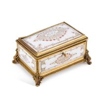 A 19TH CENTURY CONTINENTAL ENAMELLED WORK BOX