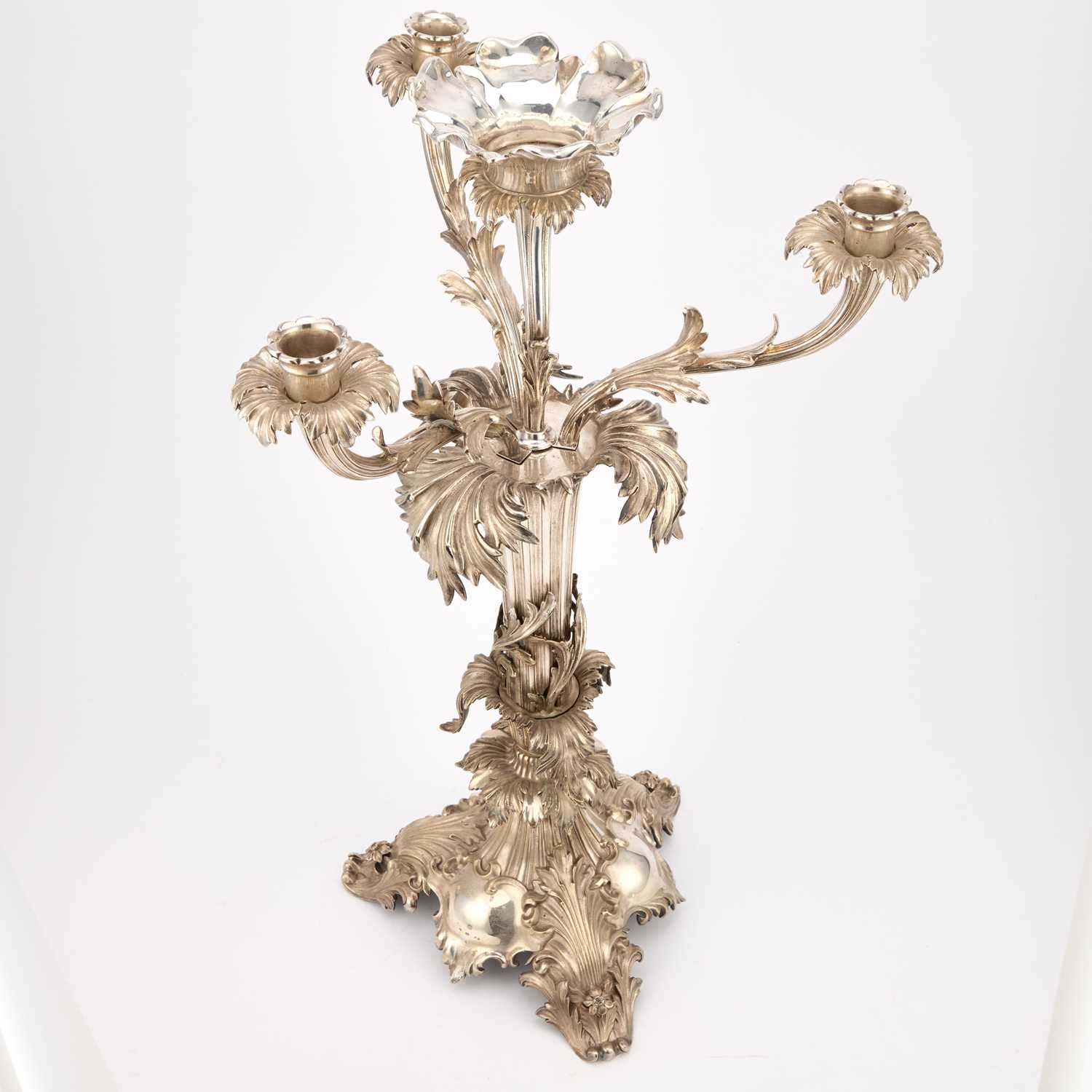 AN IMPOSING VICTORIAN SILVER-PLATED FOLIATE CENTREPIECE MID-19TH CENTURY - Image 4 of 6