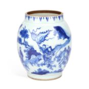 A CHINESE BLUE AND WHITE SEED POD JAR