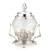 AN ART NOUVEAU CLEAR GLASS AND SILVER-PLATED PUNCH BOWL ATTRIBUTED TO WMF (WÜRTTEMBERGISCHE METALLWA
