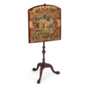 A GEORGE III MAHOGANY POLESCREEN