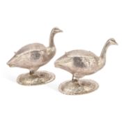 A PAIR OF GERMAN 800-STANDARD SILVER BIRD-BOXES